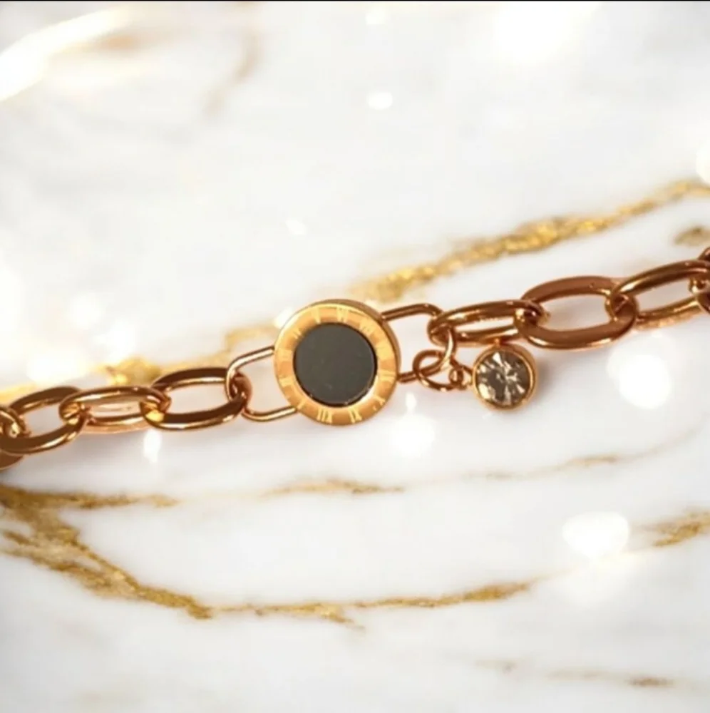 Chain Bracelet with Black Accent Gem - Picture 4 of 7